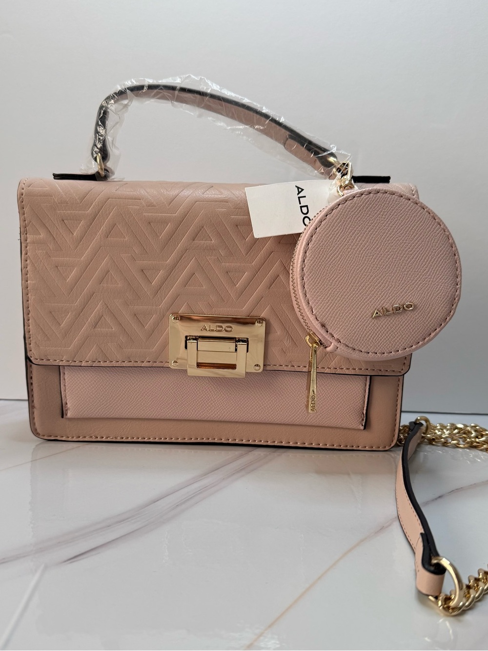 ALDO Pink Blush Shoulder Bag Crossbody Purse with Removable Coin Pouch NWT